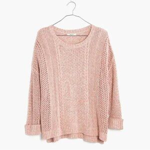 Madewell Marled Plaza Pullover Sweater in Marled Coral S
